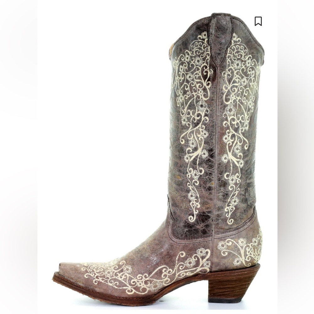 CORRAL WOMEN'S CRATER WITH BONE EMBROIDERY WESTERN BOOTS - SNIP TOE - Picture 3 of 12